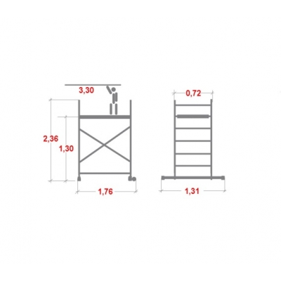 Rusztowanie aluminiowe Drabex RA-330 (0,52x1,50m) wys. rob. 3,30m